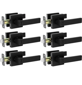 AIKKIL Matte Black Door Handle Interior Door Knob Keyless Levers Set (6 Pack)... - Picture 1 of 17