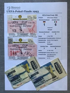 4 Eintrittskarten UEFA-Pokal- Finale 1993; BVB : Turin; z.T. mit Autogrammen - Bild 1 von 5