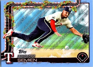 2025 Topps Holiday Marcus Semien #H9 Silver Glitter Holiday Texas Rangers - Picture 1 of 2