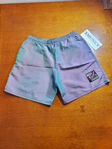 Vintage 90er Surf-Stil lila schillernd gefüttert Badehose Shorts Herren L Strand USA - Bild 1 von 16