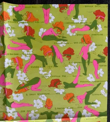 Papel pintado Art Deco de colección años 60/70 colores brillantes posturas de yoga calorías 28,5”x19,75 (2 Foto 1 de 4