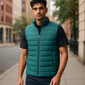 Men's Nautica Puffer Vest Size M Green - Picture 1 of 4