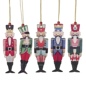 Set of 5 Traditional Nutcracker Christmas Tree Decorations with Hanging Twine - Picture 1 of 1
