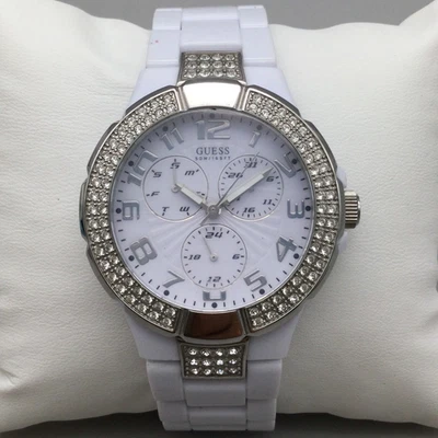 Guess Watch Womens 40mm Crystal Accents Stainless Steel U11622L3 New Battery - Image 1 of 4