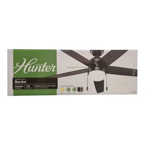 Hunter Bardot Ceiling Fan with LED Light Kit and Pull Chain, Black - Picture 1 of 2