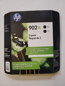 Cartucho de inyección de tinta de alto rendimiento HP 902XL paquete de 2 NEGRO #2009021 caducidad 22/07 NUEVO SELLADO - Imagen 1 de 5