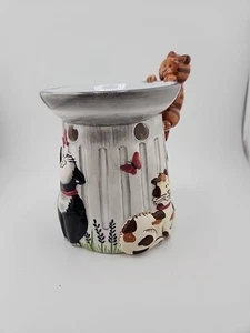 Cats On Birdbath Simmer Pot Candle Tart Warmer Ceramic 5"  - Picture 1 of 6