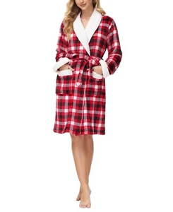 Holiday Lane Women's plaid Plush Robe, Red, SMALL - Picture 1 of 1