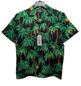 Malibu Men's Size S Coconut Summer Beach Tree Print Short Sleeve Green Shirt NEW - Picture 1 of 10