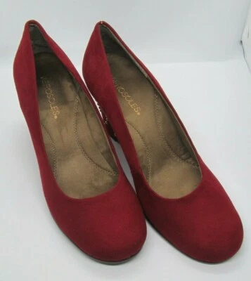 SAPATOS AEROSSÓIS FEMININOS CAMURÇA BORGONHA COM CUNHAS CRAVEJADAS DE OURO TAMANHO 9M "AMEIXA" - Imagem 1 de 4