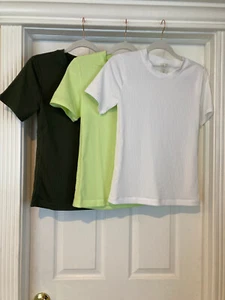 Calia Rib Short Sleeve Crewneck Tee-Lot of 3-Womens Size M-Activewear-Wicking - Picture 1 of 13