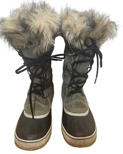 Sorel Joan of Arctic Boots Womens 9 Green Black Waterproof Winter Faux Fur Snow - Picture 1 of 9