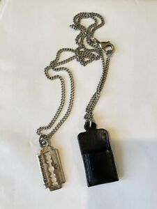 DSQUARED 2 Necklace Razor with Leather Cover Brass Italian
