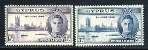 CYPRUS King George VI 1946 The Victory Set SG 164 & SG 165 MINT - Picture 1 of 2