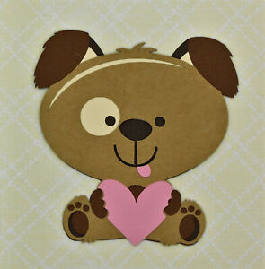 Valentine's Day Puppy Dog Heart Die Cut Paper Scrapbook Embellishment