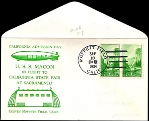 USS Macon Naval Flight Cover Moffett Field Sacramento Sept 10 1934 15 Made - Picture 1 of 2