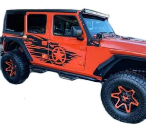 2 Pcs Graphic Vinyl Star Car Sticker For Jeep Wrangler 4 Door Side Stripe Decals - Picture 1 of 6