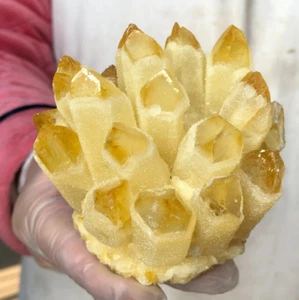 300 g Natural Crudo Punto Citrino Fantasma Geoda Racimo Mineral Espécimen Adornos - Imagen 1 de 5