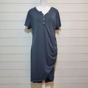 BTFBM SS Rushed T-Shirt Dress Women's Size XL Unique Collar Gray Heather - Picture 1 of 12
