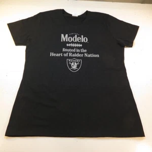 LAS VEGAS RAIDERS NATION NFL FOOTBALL MODELO CERVEZA BEER T SHIRT Mens L Black  - Picture 1 of 3
