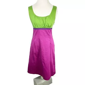 Boden Colorblock Sheath Dress Purple & Green Retro Empire Waist Size 8 US 10 UK - Picture 1 of 10