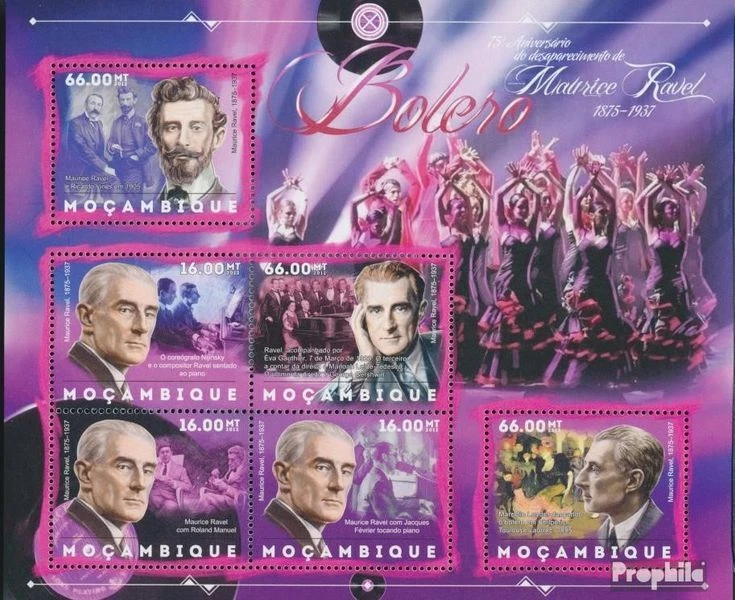 Estampillas Mozambique 2012 Mi 6153-6158 Hoja (completa. edición) MNH 2012 Maurice Ra Foto 1 de 1