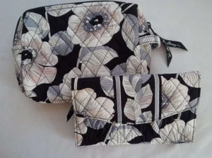 Vera Bradley CAMELLIA Tri-fold WALLET & Cosmetic Make-up POUCH Set  - Picture 1 of 11