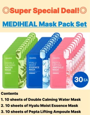 Mediheal 30pcs Sheet Mask Bundle – Soothing, Moisturizing & Lifting (K-Beauty) - Image 1 of 4
