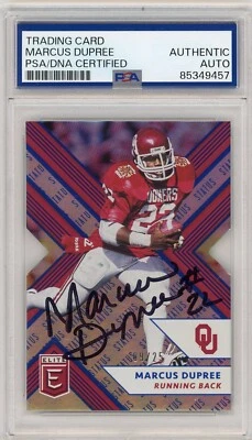 2018 Panini Elite Marcus Dupree SIGNED 67 Status Blue Die Cut Card PSA Autograph - Image 1 of 2