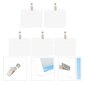 5 Sets Badge Holder Work Card Protective Sleeve Business Clear Credit Holders - Afbeelding 1 van 12
