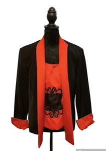 Blazer Jessica Howard Damas’ y Sin Mangas Shell Negro y Rojo Talla 12 Bordado - Imagen 1 de 11