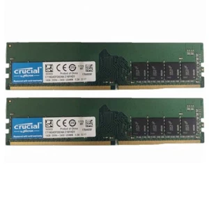 Crucial 2x 16GB 1RX8 PC4-2400T DDR4 19200MHz 288Pin UDIMM Desktop Memory RAM - Picture 1 of 1