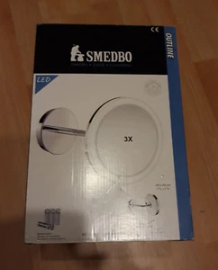 Smedbo Premium LED Rasier- u. Kosmetikspiegel Wandmodell für Batteriebetrieb - Bild 1 von 8