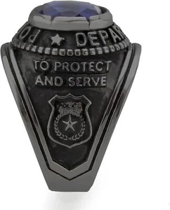 Police Officer Law Enforcement Professional Colegiate Style Stainless Steel Ring - Picture 1 of 16