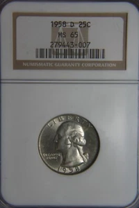 Cuarto Washington 1958-D 25c - NGC MS65 - Imagen 1 de 4