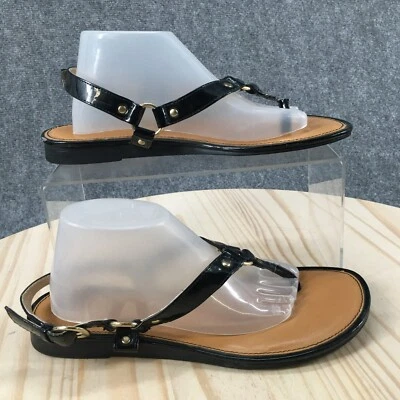 Sandalias Bandolino para mujer 6 M Delight con correa negra imitación cuero hebilla informal Foto 1 de 4