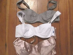 32aa push up bra set tan nude satin wide straps white grey gray cotton 3 lot a70 - Picture 1 of 7