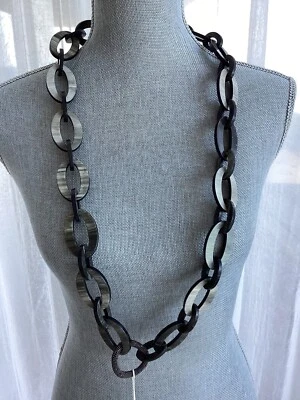 Collar Brunello Cucinelli Cuerno y Monilli Tortuga Eslabón Nuevo con Etiquetas $1700 Foto 1 de 4