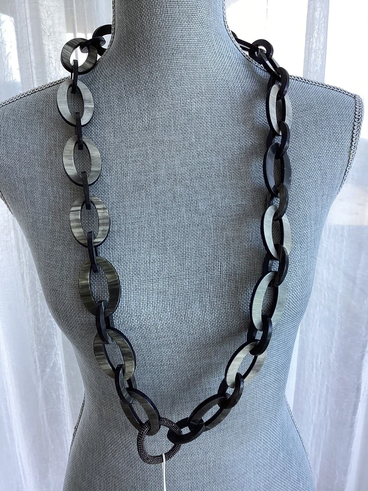 Collar Brunello Cucinelli Cuerno y Monilli Tortuga Eslabón Nuevo con Etiquetas $1700 Foto 1 de 4