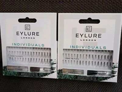 2 x Eylure Individual Eyelashes Combo Fine to Full False Lashes + Glue New - Image 1 of 3