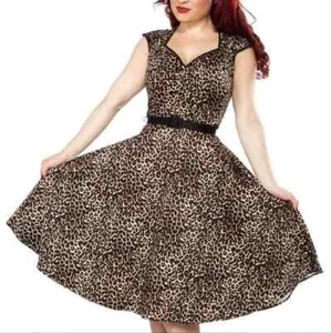 Perfect Pinup Girl Clothing Pinup Couture Heidi Dress In Leopard Print womens S - Picture 1 of 12