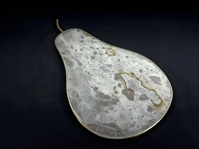 Винтажная большая 15-дюймовая грушевидная мраморная сырная доска Godinger Silver art Co. - Изображение 1 из 4