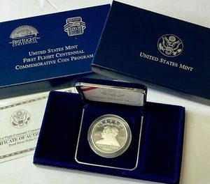 2003 FIRST FLIGHT Centennial Commemorative 90% SILVER DOLLAR PROOF Wright Bros - Picture 1 of 7