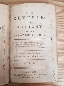 1763 THE REVERIE OR A FLIGHT TO THE PARADISE OF FOOLS VOL 2 BY JOHNSTONE @ - Picture 1 of 11