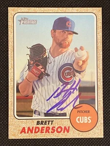 Brett Anderson Cubs Signed Auto Autographed 2017 Topps Heritage Card #700 ~ COA - Picture 1 of 5