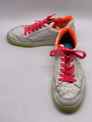 Tênis Chanel Feminino Branco Neon Multi Couro com Cadarço Logotipo CC tamanho 39 EUA 9 - Imagem 1 de 4