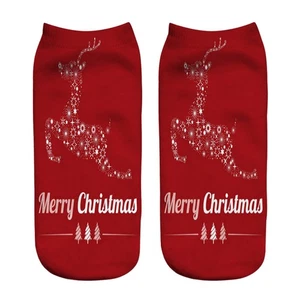Christmas Socks Santa Claus Snowman Deer 3D Printed Socks for Unisex Christmas - Picture 1 of 11