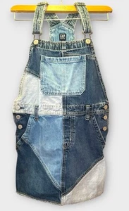 Gap girls patchwork Denim Overall dress Y2K Skirtall Jumper Colorblock Medium - Picture 1 of 12
