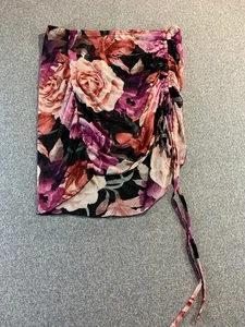 Refuge Mini Skirt Womens Medium Multicolor Floral Ruched Tie-Hem Summer Vacation - Picture 1 of 8