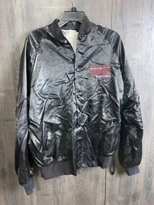 Chaqueta de satén vintage West Ark GM General Motors Pontiac adulto grande negra - Imagen 1 de 8